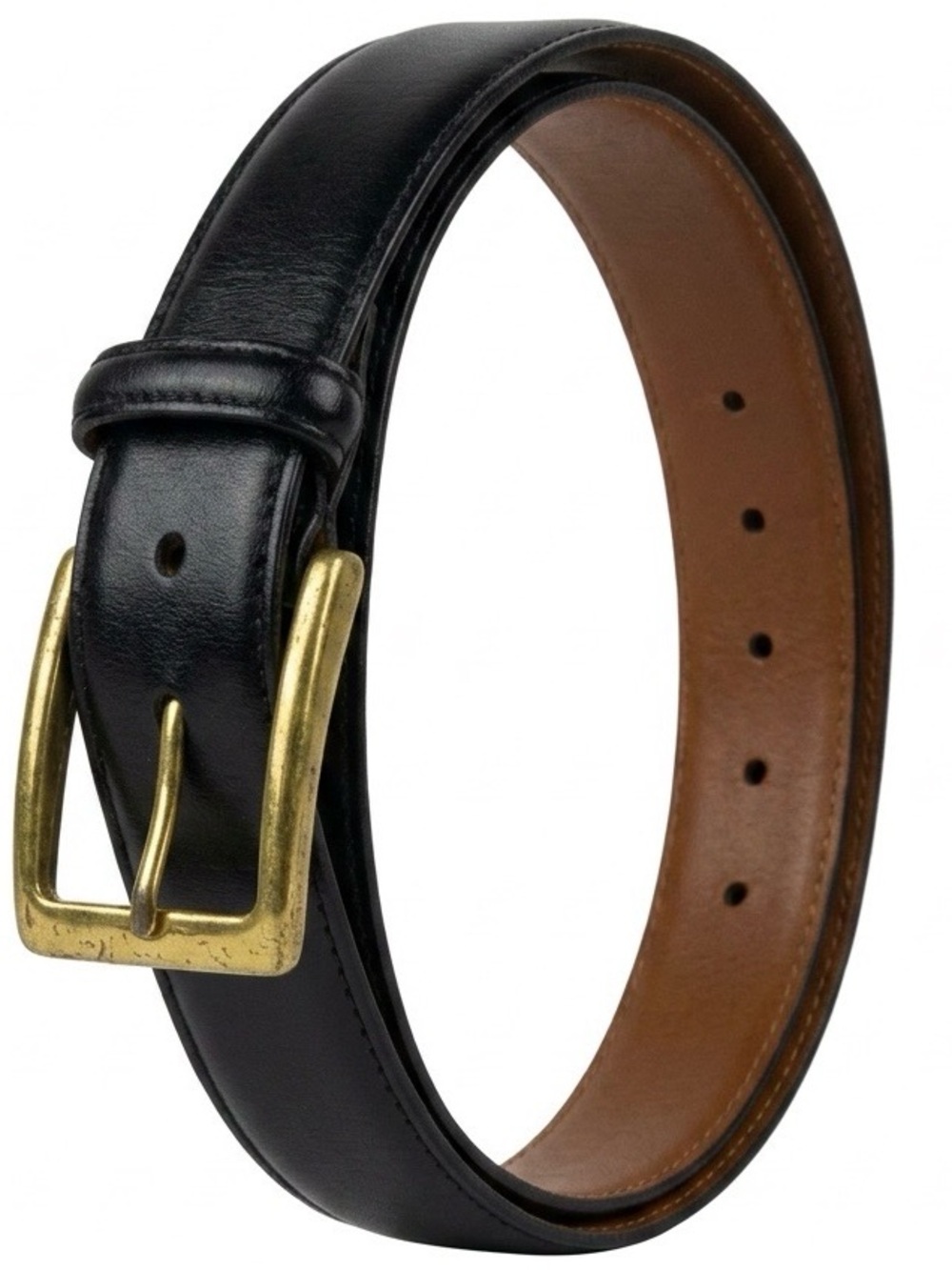 Saks Fifth Avenue Men’s Black Leather Dress Belt Gold Buckle Classic